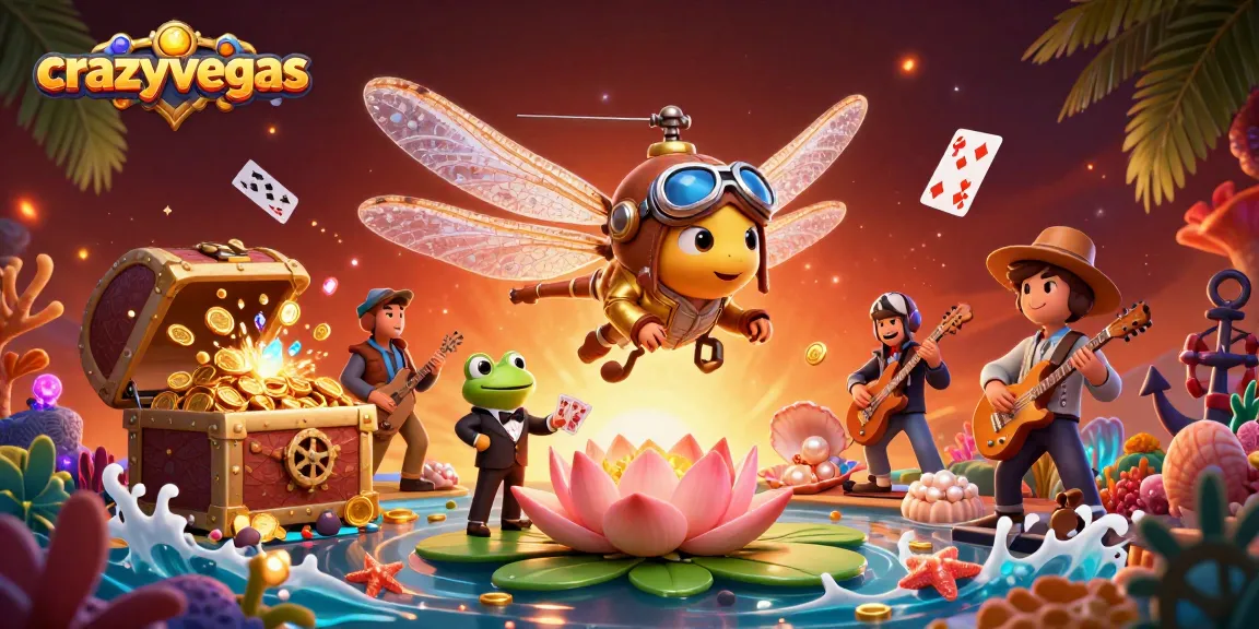 Spin the reels with crazyvegas in this lively illustration with vibrant casino elements.