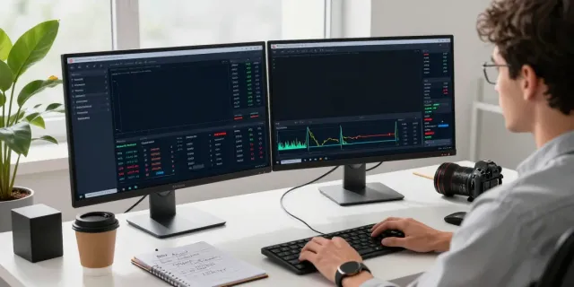 Norden Core trading platform interface showcasing AI trading features in a stylish Canadian workspace.
