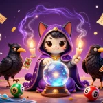 Experience the fastest payout online casino with an enchanting 3D scene featuring fortune teller cat and mystical elements.